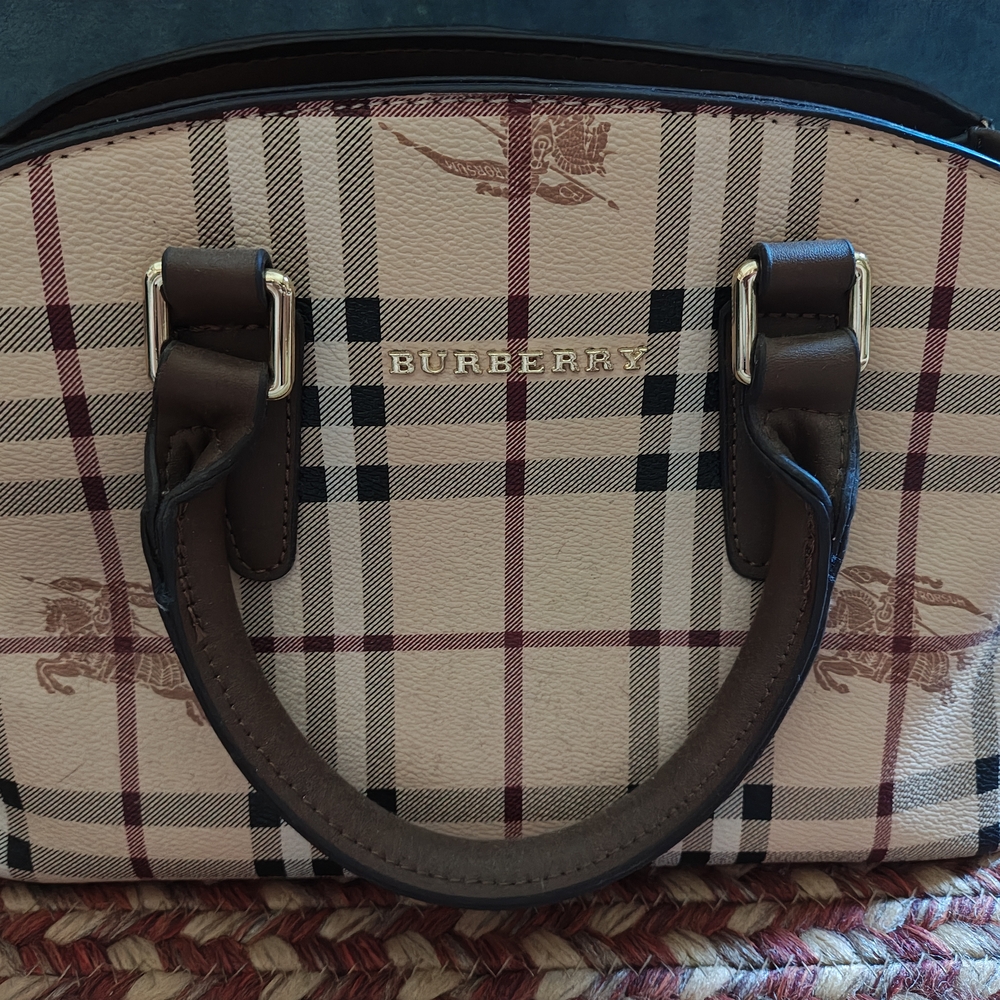 *SOLD*Burberry Classic Check Satchel in Beige and Brown